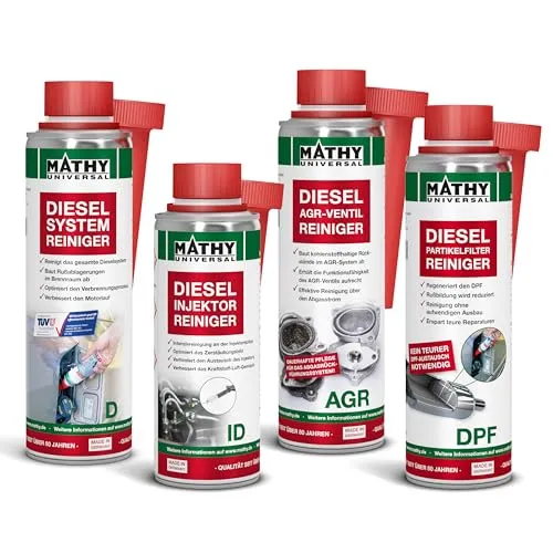 MATHY Diesel-Komplett-Kur - Reinigungsset für Diesel-Systeme - Einfache Anwendung für die Selbstreinigung des Kraftstoff- und Abgassystems. Ideal für den Kurzstreckenbetrieb, um teure Reparaturen zu vermeiden und die Lebensdauer des Motors zu verlängern.