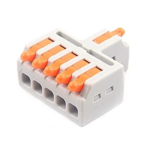 JOYELEC 11 Stück Verbindungsklemmen,D1-5 Schnellanschlussklemme Kabelverbinder,Kompakten Steckklemmen 1 Eingänge/5 Ausgänge, Kabel 0.08-2.5(4.0) mm²,250V,32A Leiter Klemme