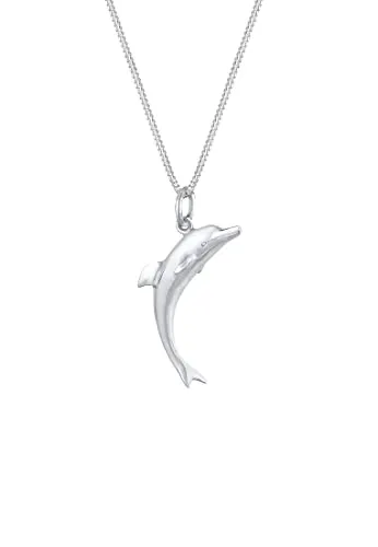 Elli Kette mit Anhänger Delphin aus 925 Sterling Silber - Ketten mit Anhänger, handgefertigte Panzerkette mit glänzendem Delfin-Anhänger – perfekt für Tierliebhaber!