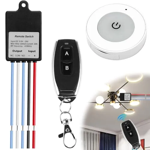 Funkschalter mit Fernbedienung 433 MHz – Mini Relais Wireless Lichtschalter