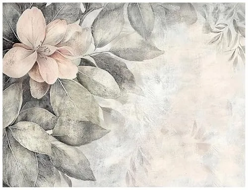 Wallarena Fototapete Blätter Blumen Vintage - Stilvolle Fototapete im Vintage-Stil, ideal für Wohnzimmer und Schlafzimmer. Der 3D-Effekt und die sanften Beigetöne verleihen jedem Raum eine nostalgische Atmosphäre.