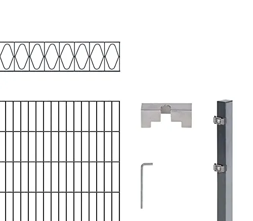 Alberts Doppelstabmattenzaun Eleganz 100 cm, 12 m, anthrazit - Hochwertiger Gartenzaun aus verzinktem Stahl, langlebig und rostfrei dank effektiver Tauchbad-Feuerverzinkung. Ideal für eine zuverlässige Einzäunung.