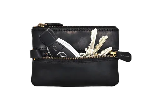 Benthill Schlüsseltasche Echt Leder Schlüsseletui Klein Schlüsselmäppchen Damen & Herren, Münzfach Reißverschlussfach Inklusive Münzfach