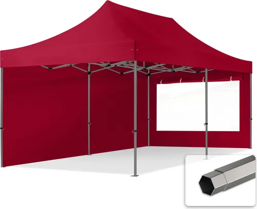 TOOLPORT Faltzelt Faltpavillon 3x6m mit Panoramafenstern in rot von Toolport