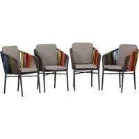 acamp 4x Manhattan 56363 Armsessel - Gartenmöbel-Set mit 4 eleganten Stapelsesseln, leicht und robust aus pulverbeschichtetem Aluminium, pflegeleichte Kissenbezüge, ideal für Terrasse oder Gastronomie.
