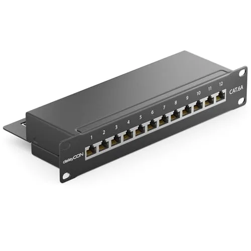 deleyCON CAT 6a Patchpanel 12 Port von deleyCON