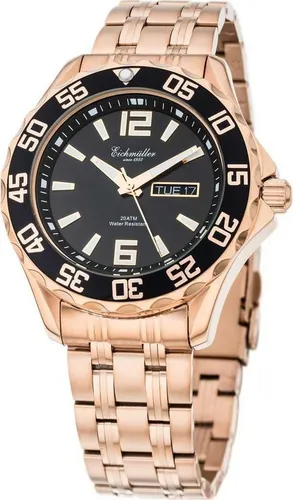Eichmüller Taucheruhr Edelstahlarmband, Wasserdicht bis 20 ATM, Rosé-Schwarz, 3480-06 - Elegante Taucheruhr mit robustem Edelstahlarmband und bis zu 20 ATM wasserdicht. Ideal für sportliche Aktivitäten und den täglichen Einsatz.