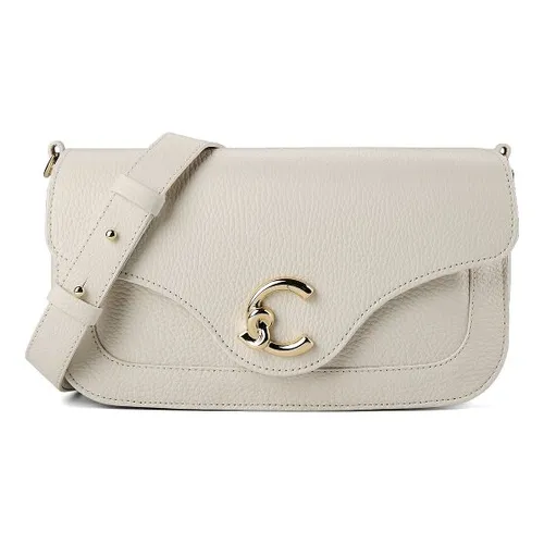 Coccinelle C-Me Schultertasche Leder 26 cm Weiß - Elegante Coccinelle C-Me Schultertasche aus hochwertigem Leder mit abnehmbarem, verstellbarem Umhängeriemen. Praktische Innentaschen und ein Magnetverschluss bieten Funktionalität und Stil für jeden Anlass.