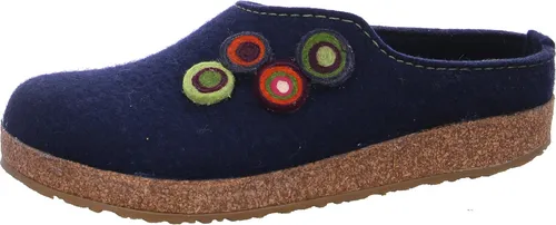 Haflinger Grizzly Kanon Damen Hausschuh Pantoffel aus Wollfilz, Größe: 40 EU, Blau