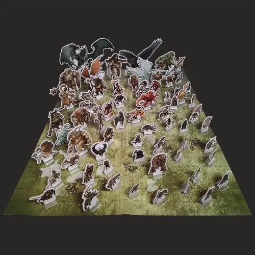 Dragonbane Monsters Standee Set - Gesellschaftsspiele mit 64 detailliert illustrierten Standees fantastischer Kreaturen aus dem Dragonbane Bestiary, ideal für RPG-Abenteuer und zur Verbesserung des Spielerlebnisses.
