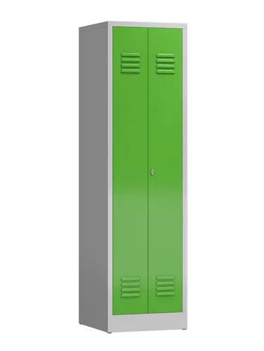 Steelboxx Mehrzweckschrank Spindschrank 2 Abteile - Hochschrank mit 2 Abteilen, komplett verschweißt und montiert. Ideal für Umkleiden und Sozialräume, bietet eine Kombination aus Fachböden und Kleiderstange für optimale Aufbewahrung.