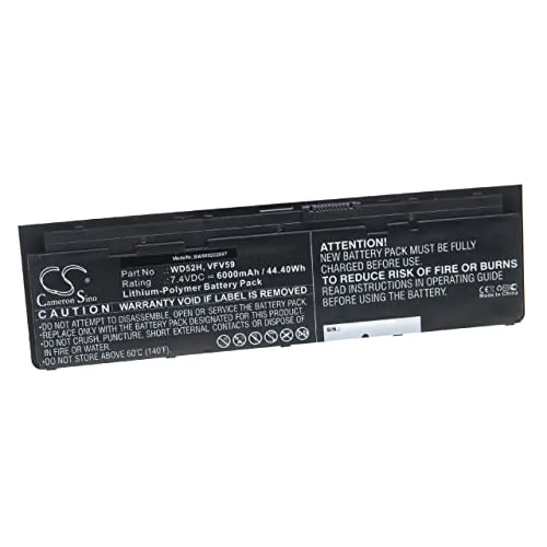 vhbw 1x Akku Ersatz für Dell 9C26T, FW2NM, GHT4X, GD076, 452-BBFY, F3G33, DWJHM für Notebook (6000 mAh, 7,4 V, Li-Polymer)