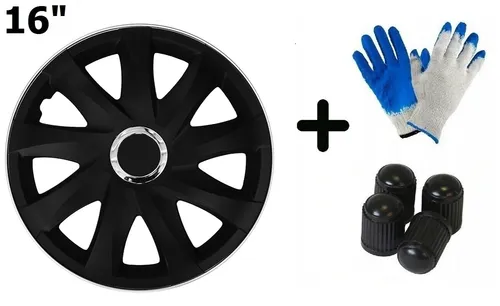 Radzierblende Drift schwarz matt 16 Zoll 4er Set - Radkappen in edlem Design, schlagfest und bruchfest – ideal für sicheres Fahren bei jedem Wetter.