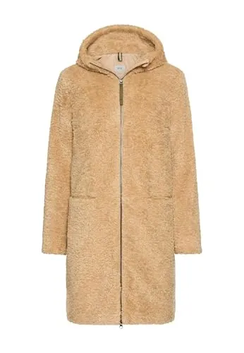 camel active Damen Teddy Mantel mit Kapuze aus Cashmere