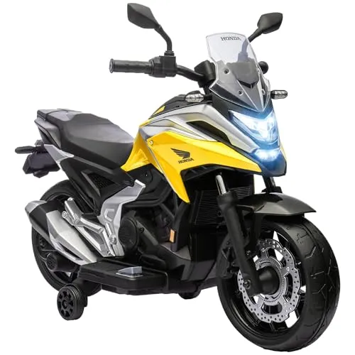 AIYAPLAY Elektro Kindermotorrad mit MP3 und Stützrädern - Elektrofahrzeuge für Kinder von 3-6 Jahren: Authentisches Honda-lizenziertes Motorrad mit Musik, Scheinwerfern und hoher Stabilität für sicheres Fahren.