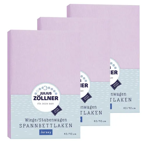 Julius Zöllner Spannbetttuch Jersey 90x40 Flieder 3er Pack TOP