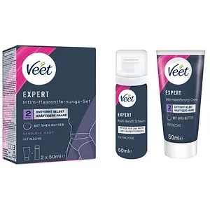 Veet Expert Intimbereich Enthaarungscreme 100 ml - Hautpflegemittel – sanfte Haarentfernung für sensible Zonen, speziell entwickelt für empfindliche Haut und sorgt für bis zu 48 Stunden Feuchtigkeit.