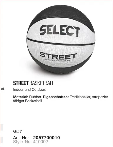 Select Basketball Street Spielen Training Freizeit Sommer Spaß Jugend Erwachsene