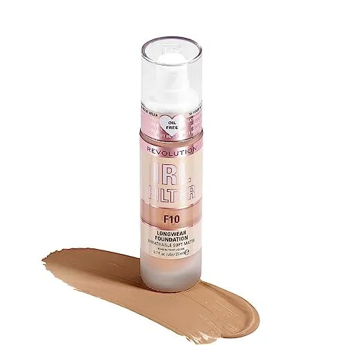 Makeup Revolution, IRL Filter Longwear Foundation, Medium to Full Coverage, F10, 23ml