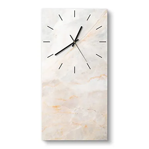 DEQORI Glasuhr | Marmorsteinstruktur XXL 30x60 cm in beige von DEQORI