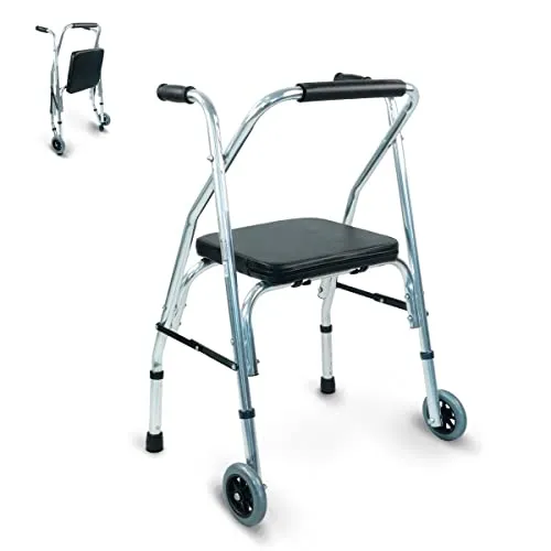 Mobiclinic®, Rollator, Compostela, Aluminium, 2 räder, Stabil, Höhenverstellbar, Mit gepolstertem sitz, Faltbar und leicht, Gepolsterter rückenlehne, Gehhilfe für senioren, Bequem
