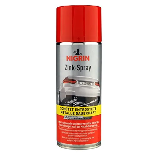 NIGRIN Zinkspray, 400 ml, erneuert die Rostschutz-Beschichtung nach der Metall-Bearbeitung, langanhaltender Rostschutz, schnell trocknend