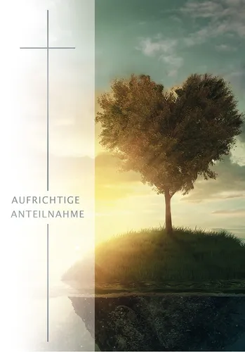 Trauer Kondolenz Beileidskarte mit Briefumschlag Herzbaum Aufrichtige Anteilnahm