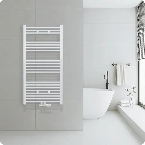 Belrad® Badheizkörper mit Mittelanschluss - Moderner Handtuchheizkörper aus Qualitätsstahl - Weiß pulverbeschichtet - Wandmontagefähig & wasserbetrieben - Robuste & langlebige Badezimmer Heizung