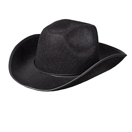 Boland 04071 - Hut Cowboy, für Erwachsene, Kopfbedeckung, Filz-Optik, Rodeo-Reiter, Wilder Westen, Kostüm, Karneval, Mottoparty, Schwarz