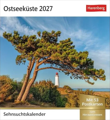 Ostseeküste Sehnsuchtskalender 2027 - Wochenkalender mit 53 Postkarten: Leuchttürme und Sanddünen in einem Foto-Kalender voller Urlaubsfeeling. ... in einem dekorativen Tischkalender.