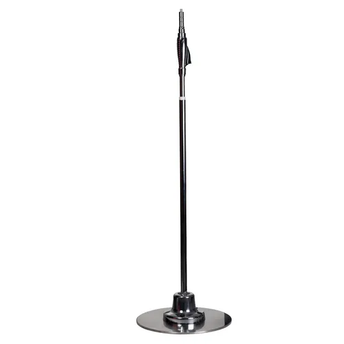 Alecto Mikrofonständer MS-350 - Mikrofonständer für Retro-Look, höhenverstellbar von 80-180 cm, ideal für Musiker und Podcaster, stabiler beschwerter Fuß in Silber.