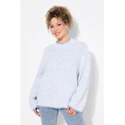 Ulla Popken Strickpullover mit Stehkragen und Streifen - Streifenpullover, bequeme Passform und edler Alpaka-Woll-Mix für höchsten Tragekomfort. Langarm, Stehkragen und Seitenschlitze sorgen für einen perfekten Fall.