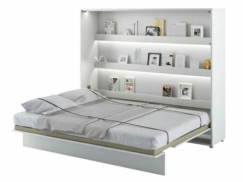 BED CONCEPT LENART 160x200 Schrankbett in Weiß Hochglanz - Modernes Wandbett mit Lattenrost, ideal für platzsparende Lösungen in kleinen Räumen. Kompakt und stilvoll für Erwachsene.