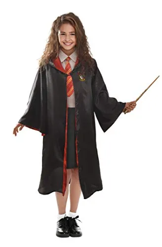 Harry Potter Kostüm - Hermione für Kinder (124 - 135 cm) - Offizielles Hermione Granger Kostüm mit Umhang und Krawatte, ideal für kleine Zauberlehrlinge, die die Welt von Hogwarts erleben möchten.