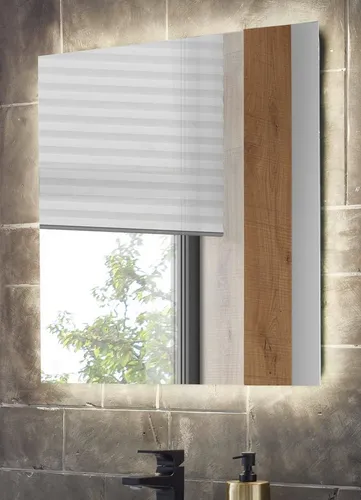 Furn.Design Badspiegel Glide mit LED-Beleuchtung, 60 x 65 cm - Wandspiegel mit rahmenlosem Design und praktischer Touch-Funktion. Ideal für modernes Badezimmer, bietet 700 Lumen für eine optimale Ausleuchtung.