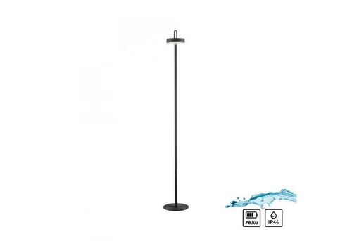 Licht-Erlebnisse Stehlampe SORREL, LED fest integriert, Warmweiß, LED Metall dimmbar Touch Schalter IP44 2700 K warmweiß 130 lm Schwarz
