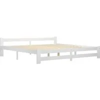 vidaXL Massivholzbett Weiß Kiefer 200x200 cm - Elegantes Bettgestell aus massivem Kiefernholz, robust und langlebig. Ideal für eine Matratze von 200x200 cm, bietet starken Halt und Komfort. Perfekt für ein stilvolles Schlafzimmer.