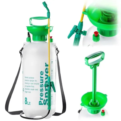 KADAX Drucksprüher 8L, Sprühflasche, Drucksprühgerät, Pumpsprühflasche, Gartenspritze, Pflanzensprüher, Unkrautspritze, Blumensprühflasche, Handsprüher