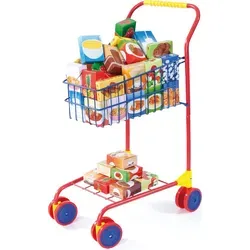 Bayer Design 75002AA Einkaufswagen Supermarkt für Kinder - Lauflernwagen mit Spiellebensmittelkartons und integriertem Sitz, ideal für kreatives Spielen im Kaufladen. Robustes Metall-Design für langanhaltenden Spaß.