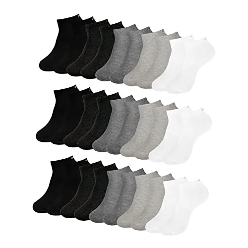 ONE STRANGE ROCK Herren Damen Sneaker Socken 5, 10, 15, 20, 30 Paar, Farbe:Schwarz/Grau/Weiß - 15er Pack, Größe:35-38