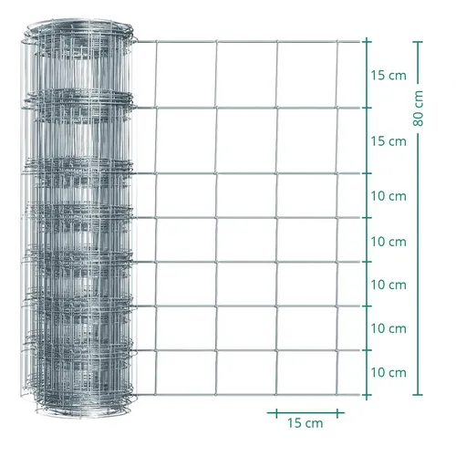 Premium+ Wildzaun 50m Drahtgeflecht 80/08/15 verzinkt Knotengeflecht Forstzaun