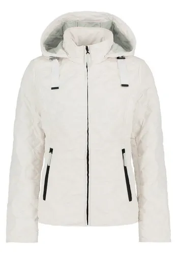 Gil Bret Damen Sommerjacke mit Kapuze Cream, Größe 48 - Funktionsjacke mit leicht taillierter Passform und gemustertem Design, ideal für stilvolle Sommerlooks.