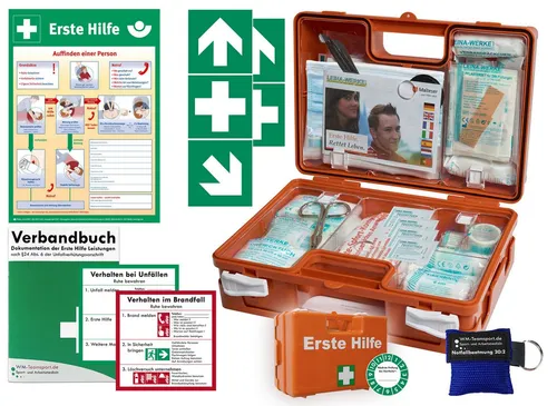 WM-Teamsport Erste-Hilfe-Koffer Quick DIN 13157 - Erste Hilfe Koffer nach DIN 13157, robust und mobil, inkl. Notfallbeatmungshilfe und Prüfplakette für einfache Kontrolle der Sterilteile.