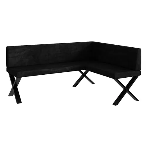 MEBLINI Eckbank für Esszimmer - Küchenbank - Essecke - Sitzecke Küche - Toni - X-Beine 128x168x87cm Rechts - Graphit Samt