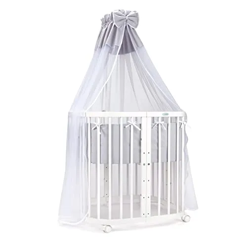 Waldin Babybett 7in1 - Mobiles Babybett aus Holz mit Matratze - Gitterbett aus Holz, mitwachsend und ideal für ab Geburt. Inklusive Matratze und Zubehör für optimalen Komfort.