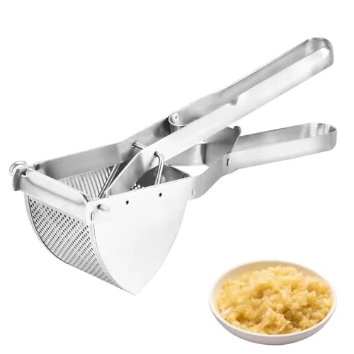 Zeripikfoasp Kartoffelpresse, Kartoffelstampfer Aus Rostfreiem, Potato Ricer Edelstahl Stabil, Kartoffelpüree Edelstahl, Leicht Zu Reinigen, Spülmaschinenfest, für Gemüsebrei, Obstsäfte, Püree