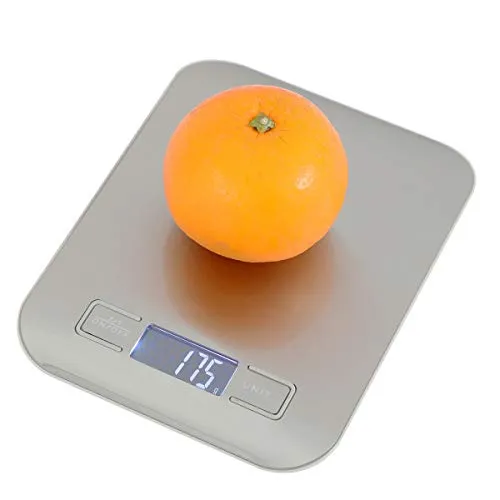 TOPWAY Digitale Küchenwaage 5kg 11 lbs, Premium-Edelstahl Ultradünne Digitalwaage Elektronische Waage Küche Lebensmittelwaage mit LCD Display für Hausmannskost Backen und Kochen 833162