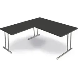 Kerkmann Schreibtisch Artline, anthrazit/silber, höhenverstellbar - Kinderschreibtisch in L-Form, manuell höhenverstellbar von 68-82 cm für ergonomisches Arbeiten. Strapazierfähige Oberfläche und horizontale Kabelführung für Ordnung.