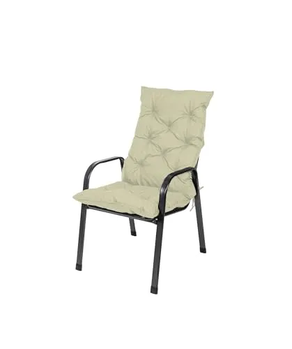 TexDeko® Garden Gartenstuhl Auflage Hochlehner 120 x 50 cm Sitzkissen schmutzabweisend Outdoor Rückenkissen hoch Stuhlkissen hoher Komfort (Sand)