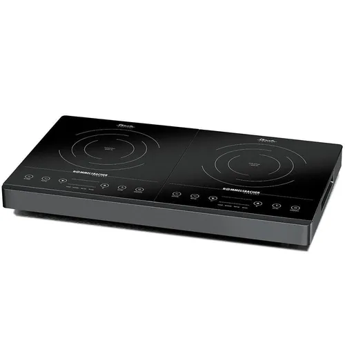 ROMMELSBACHER Doppelkochplatte CT 3402/IN - Induktives Kochfeld mit Glaskeramik-Oberfläche, Touch Control und 10 Leistungs- sowie Temperaturstufen für präzises Kochen. Ideal für alle ferromagnetischen Töpfe und Pfannen, pflegeleicht und leise.